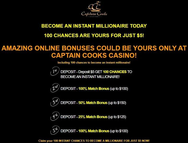 Captain Cooks Casino - Bonus Offers