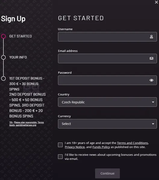 Sign up - Playgrand Casino