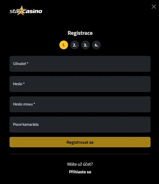 Starcasino - Registrace