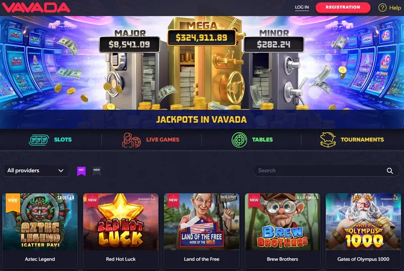 VAVADA Online Casino - Home Page